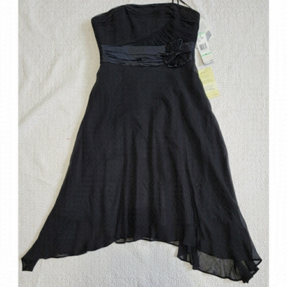 NWT - Nine West Hot 9 Black Silk Strapless Dress